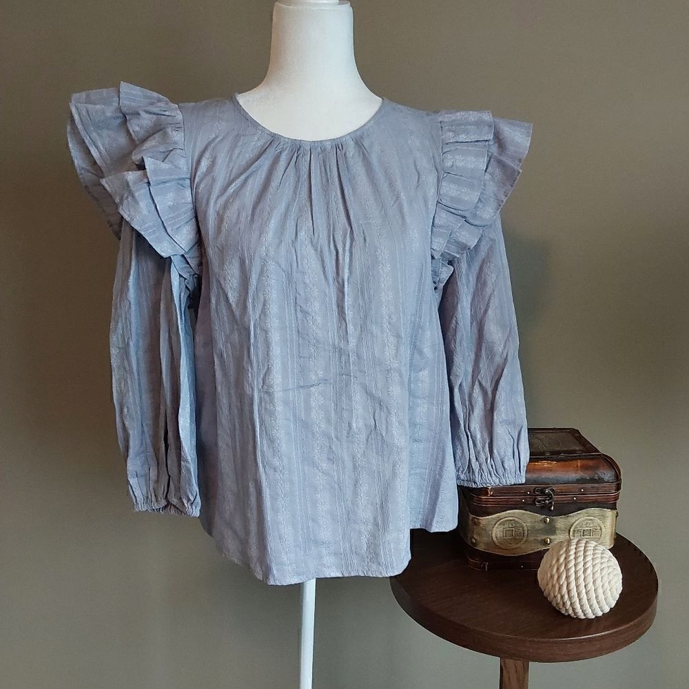 Universal Thread Blouse Sz M Double Ruffle - Picture 3 of 12
